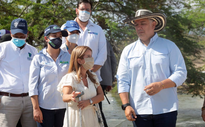 Fotografia del Presidente de Colombia Iván Duque y Gobernadora Elsa Noguera