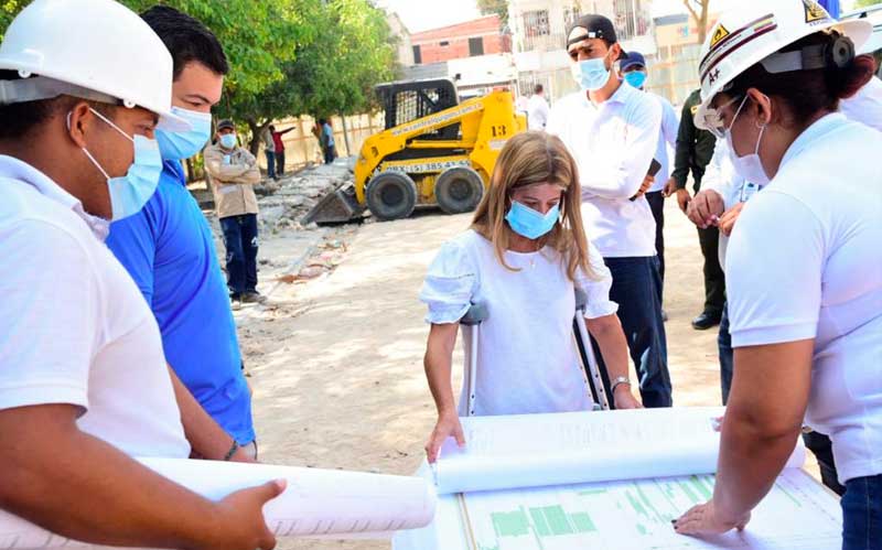 Gobernadora, Elsa Noguera, se recuperó de Covid y visitó obras de 'Parques para la Gente' en cuatro municipios
